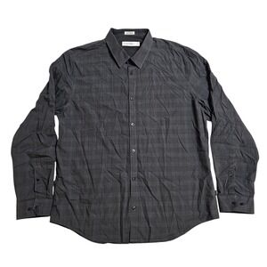 Calvin Klein Plaid Button Down Shirt Long Sleeve‎ Modern Fit XL Gray *READ*